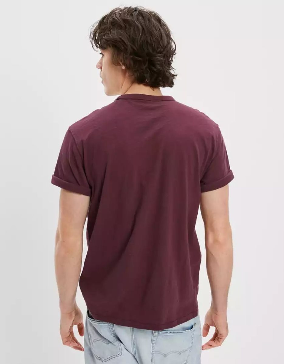 T Shirts American Eagle AE Super Soft Slub Bordeaux Homme | EJC-96125499